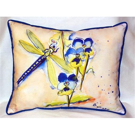 BETSY DRAKE Betsy Drake HJ387 Blue Dragonfly Large Indoor & Outdoor Pillow 16 x 20 HJ387